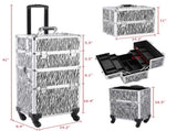 3 in 1 Aluminum Cosmetic Makeup Case Tattoo Box White Zebra Print 25171058