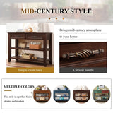 Console Sofa Table with 2 Storage Drawers and 2 Tiers Shelves, Mid-Century Style 42'' Solid Wood W120284583