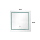 ZUN 36x36 Inch LED Bathroom Mirror with Frontlit and Backlit, Wall Mounted Vanity Mirror with Smart 70066575