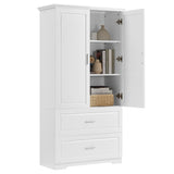 ZUN Tall Bathroom Storage Cabinet, Cabinet with Two Doors and Drawers, Adjustable Shelf, MDF Board, 44112722