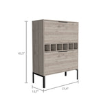 Lyrata Bar Cabinet, Six Built-in Wine Rack, Double Door -Light Gray B20091938