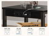 15.7" Small Side Table with Charging Station, End Table with Outlets & USB Ports, 3-Tier Adjustable 32069065