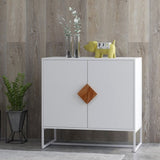 Solid wood square shape handle 2 doors sideboard W28222273