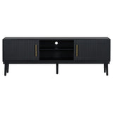 Mirod Stylish TV Stand with Vertical Striped Doors, Space-Saving Sliding Door Design, Sturdy Solid N760P251947B