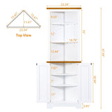 ZUN Corner Cabinet Dresser cabinet barcabinet Corner Bathroom Cabinet with 2 Doors and 3 Tier Shelves W679126462