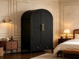 () Wardrobe with 2 Doors 1 Drawer and Rounded Top Design Particleboard 69144391