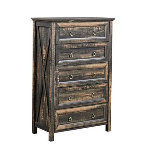 ZUN Farmhouse 5 Drawers Dresser Chests for Bedroom, Wood Rustic Tall Chest of Drawers, Dressers W2393P197394