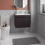 Chaux Floating, Wide Double Door Vanity, With Resin Sink And Two Shelves, Bathroom Storage, Black B200P335379