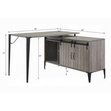 Grey Oak Writing Desk with Sliding Barn Door B062P209219