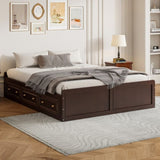 Wood Queen Size Platform Bed Frame with 6 Drawers, Espresso N709P241723P