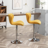 ZUN Ellston Upholstered Adjustable Swivel Barstools in Yellow, Set of 2 T2574P165087