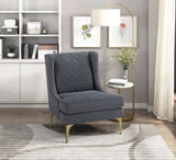 Modern Luxury Dark Gray Chenille Upholstery Wingback Accent Chair 1pc Gold Finish Metal Legs Pocket B011P308541
