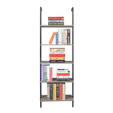 5-Shelf Wood Ladder Bookcase with Metal Frame, Industrial 5-Tier Modern Ladder Shelf Wood 77969360