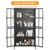 Premium Black Metal Storage Cabinet with Tempered Glass Doors, Adjustable Shelves, Anti-Tipping T2398P263577