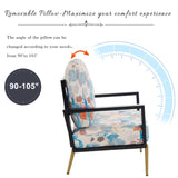 Retro Low Back Floral Print Velvet Accent Armchair with Gold Metal Legs & Rubberwood Frame, Wide N817P237961B