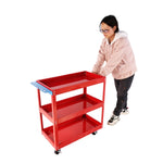 ZUN Tool Cart on 3 Tier Rolling Mechanic Tool Cart, Heavy Duty Steel Utility Cart w/Lockable 46430127