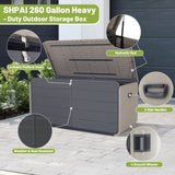 260 Gallon Plastic Deck Box, Large Patio Storage Box with Lock, Wheels & Waterproof Lid for Outdoor W1859P325841