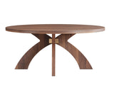 Round Coffee Table, 31.5 Inch Walnut Finish MDF Coffee Table with Curved Cross Legs, Modern 83950008