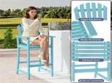 31" Seat Height Outdoor Bar Stool, Slatted Design Ergonomic Tall Chair for 40"-43" Bar 49036707