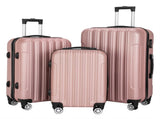 ABS Trolley Case 20in 24in 28in 3PCS Suitcase Set Striped Textured Suitcase Rose Gold 61816189