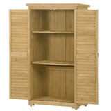 ZUN Wooden Garden Shed 3-tier Patio Storage Cabinet Outdoor Organizer Wooden Lockers with Fir Wood 67406170