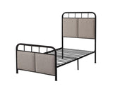 ZUN Twin Size Linen Upholstered Platform Metal Bed Frame with fabric Headboard and Footboard W21428125