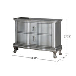 ZUN 2 Drawers Wooden Nightstand in Silver Finish B016P251587