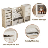 Kids Toy Storage Organizer 8 storage cabinet Removable Toy Bins, 4-Tier Book organizers Storage and W509P227267