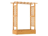 70" Tall Pine Wood Raised Garden Bed with Trellis & Flat Roof, Open-Ended Base Planter for Climbing 88382726