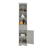 ZUN Tall Bathroom Cabinet, Freestanding Storage Cabinet with Drawer, MDF Board, Adjustable Shelf, Grey 54569192