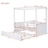 Twin Size Canopy Day Bed with twin size Trundle, White WF308885AAK