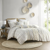 Full/Queen Cotton Printed Duvet Cover Set with Chenille B03596527