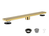 24 Inch Linear Shower Drain with Removable Square Patterned Grate, 304 Stainless Steel with Hair 20605305