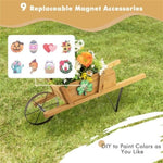 ZUN 2 In 1 Wheelbarrow Planter,Wooden Wagon Planter with 9 Magnetic Accessories for Garden Yard 69706823