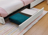 Queen Size Kids Upholstered Bed with Oversized Rabbit Ear Headboard, LED Light & 4 Storage Drawers, W1413P384927