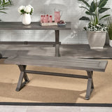 ZUN Modern Outdoor Aluminum Dining Bench, Dark Gray 66537.00DGRY