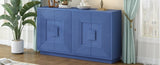 TREXM Vintage Distressed 4-Door Sideboard with Adjustable Shelves and Geometric Pattern for Dining GL-N715P198323M