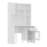 Computer Desk with 90 Degree Rotating Desktop, 43x70 Inch Office Desk with Storage Drawer and 66455576