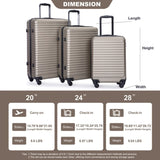 3 Piece Luggage Sets ABS Lightweight Suitcase with Two Hooks, Spinner Wheels, TSA Lock, W284P146216
