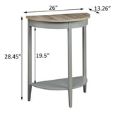 Grey Oak and Grey Half Moon Console Table with Bottom Shelf B062P181397