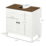 ZUN Pedestal Sink Storage Cabinet, Under Sink Cabinet with Double Doors, Antique White, Walnut-AS 50137181