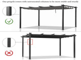 143.1" x 101.4" Retractable Canopy Metal Pergola, Heavy Duty Powder Coated Iron Frame Patio Pergola 55945350