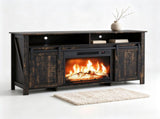 Black Gold Oak Fireplace TV Stand, 147.53976cm, Embossed Melamine Particle Board, Double Barn 77385044