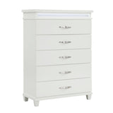 ZUN White Finish 5-Drawers Chest with LED Lighting Modern Bedroom Furniture 1pc B011P250825