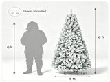 6 FT Snow Flocked Artificial Christmas Tree with 600 Branch Tips, Hinged PVC Xmas Tree Foldable 87635381