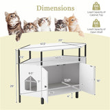 ZUN White litter box, polygonal cat house, cat furniture, living room cabinet 70378718