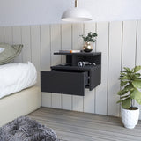 Floating Nightstand Flopini, One Drawer, Black Wengue Finish B092123117