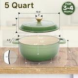 Cast iron 5QT cooking pot - Gradient green - includes two silicone gloves - Enamel pot 72386138