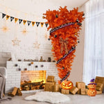 ZUN GO 7.5 FT Orange Upside Down Christmas Tree with 300 LED Warm Lights X-mas, Halloween-themed PX311459AAG