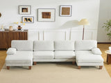 U-Shaped Convertible Sectional Sofa with 2 Chaise Lounges, 4-Seater Modular Couch with Removable & 93592549